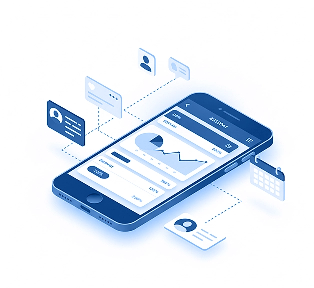 A beautifully designed mobile app interface displayed on a smartphone.